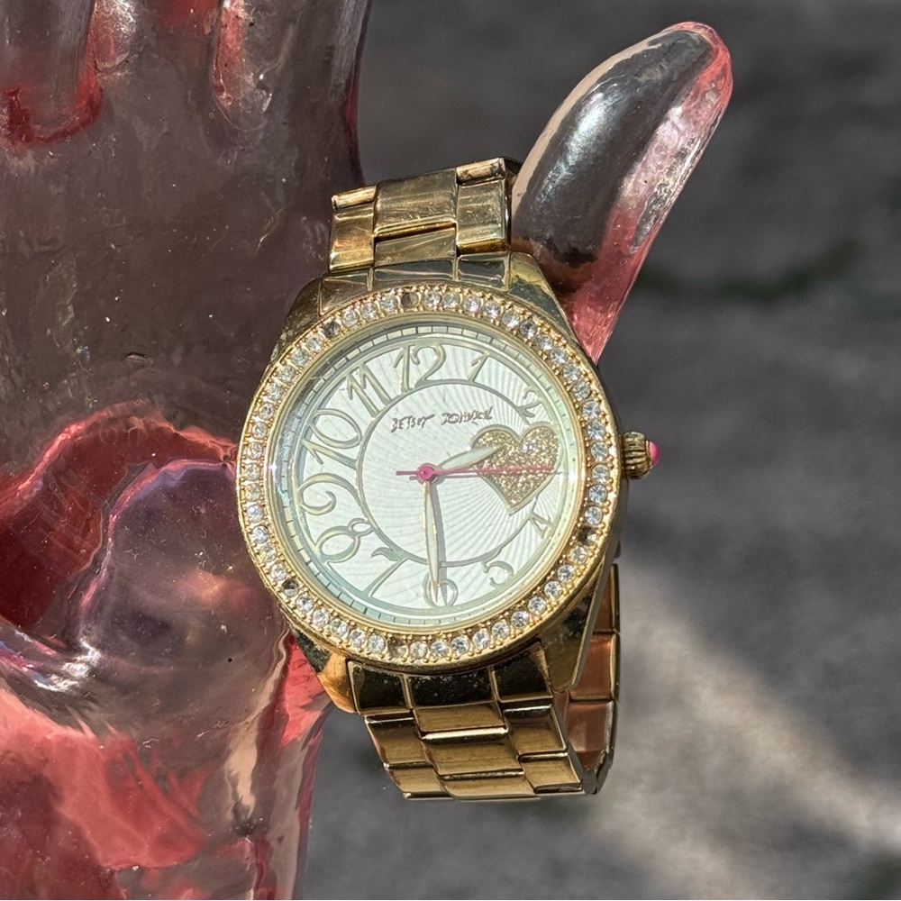 Betsey Johnson Gold Watch with Pink Accents